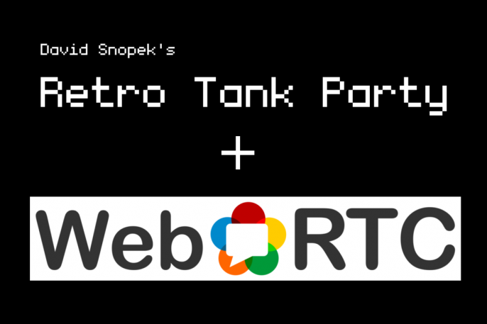 Title screen of Retro Tank Party with the WebRTC logo on it
